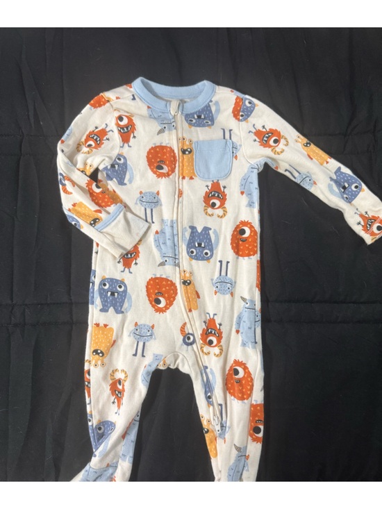 Old Navy Other - Old Navy White One-Piece Pajamas with Blue and Orange Monster Print